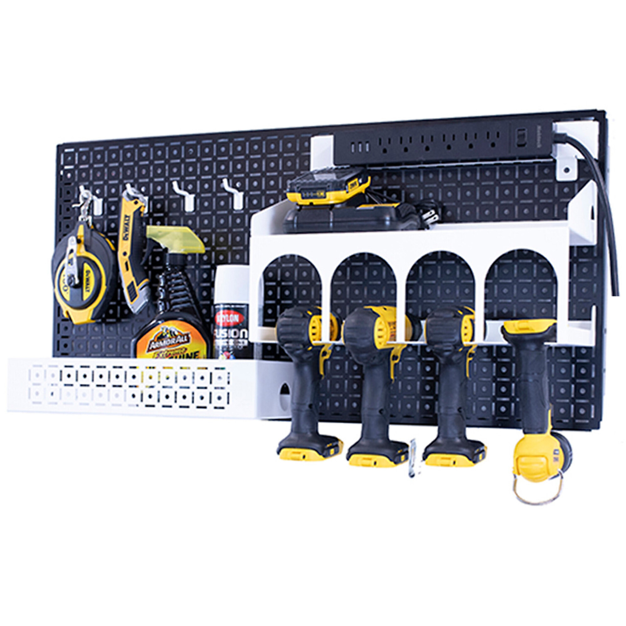 OmniWall, OmniWall metal pegboard storage kit for storage, Length 32 in, Width 16 in, Model# CGS-KIT-HPWR